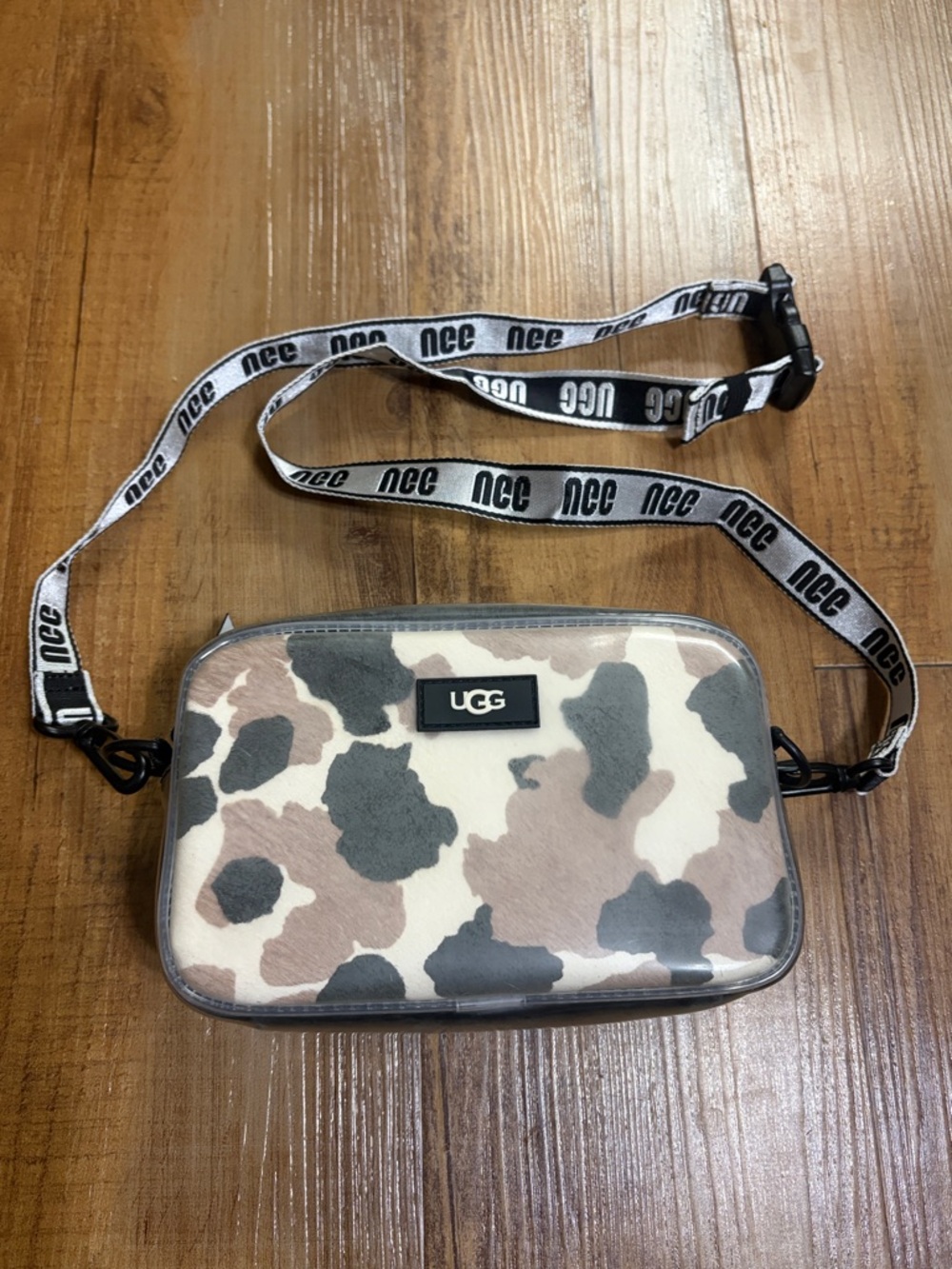 UGG Janey II clear calf hair camo crossbody purse